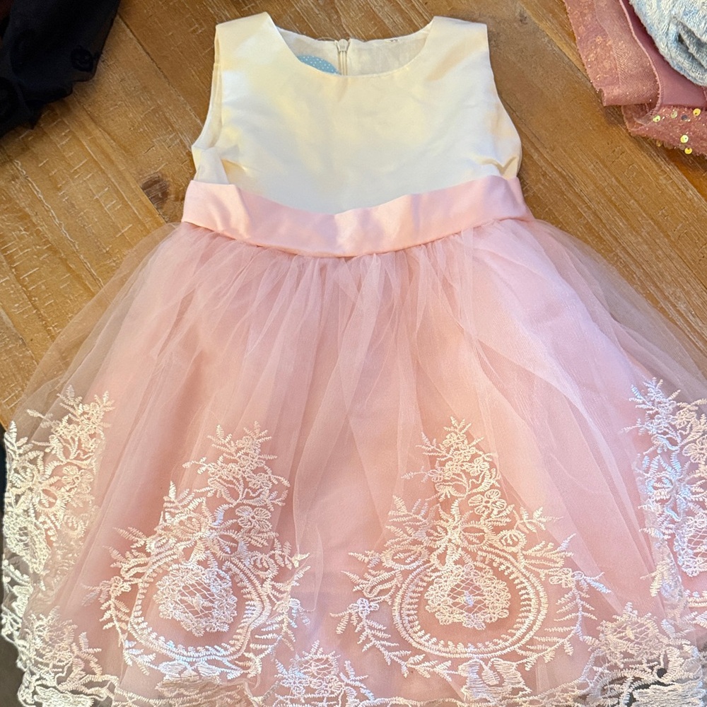 Elegant Pink and Cream Kids Dress